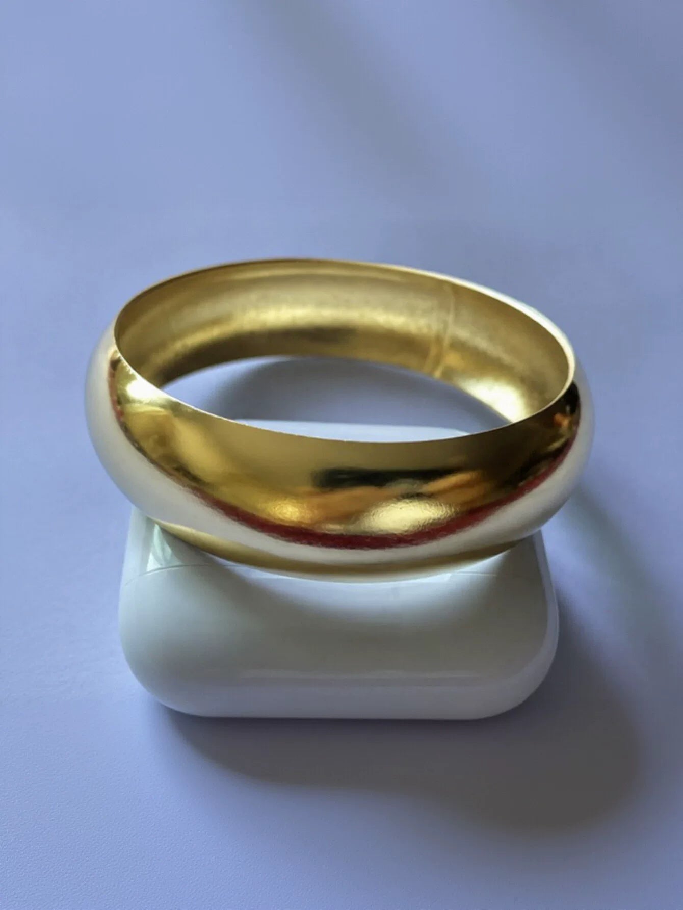 Minimalist Polished Gold Tone Bangle Bracelet