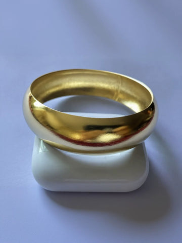 Minimalist Polished Gold Tone Bangle Bracelet
