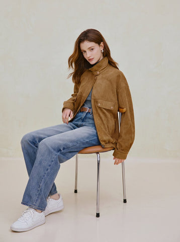 Cozy Suede Oversized Utility Jacket