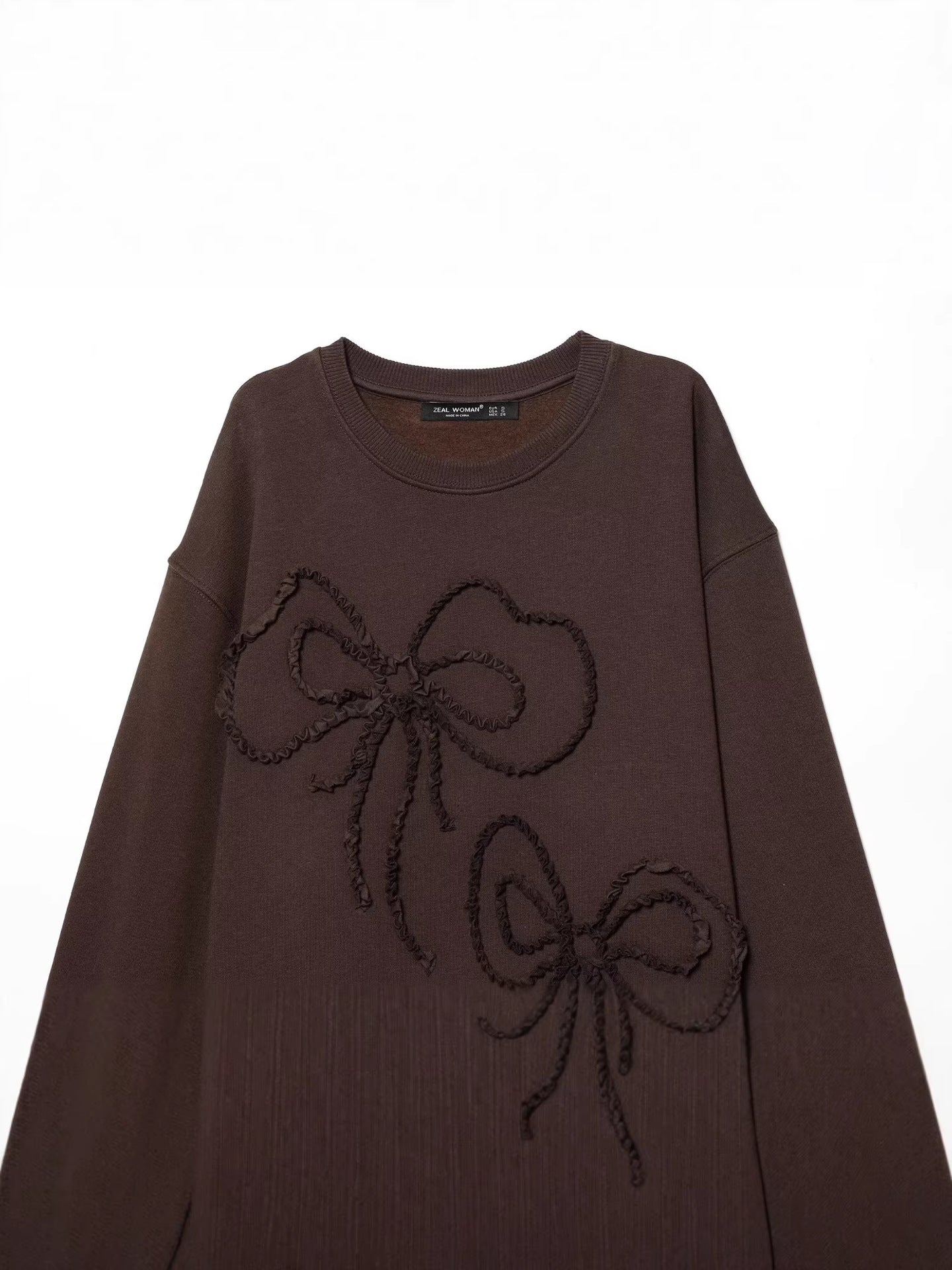 Ruffle Bow Graphic Fleece Sweatshirt