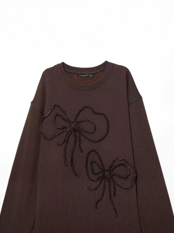 Ruffle Bow Graphic Fleece Sweatshirt