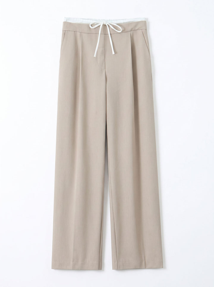 High Waisted Drawstring Wide Leg Pants