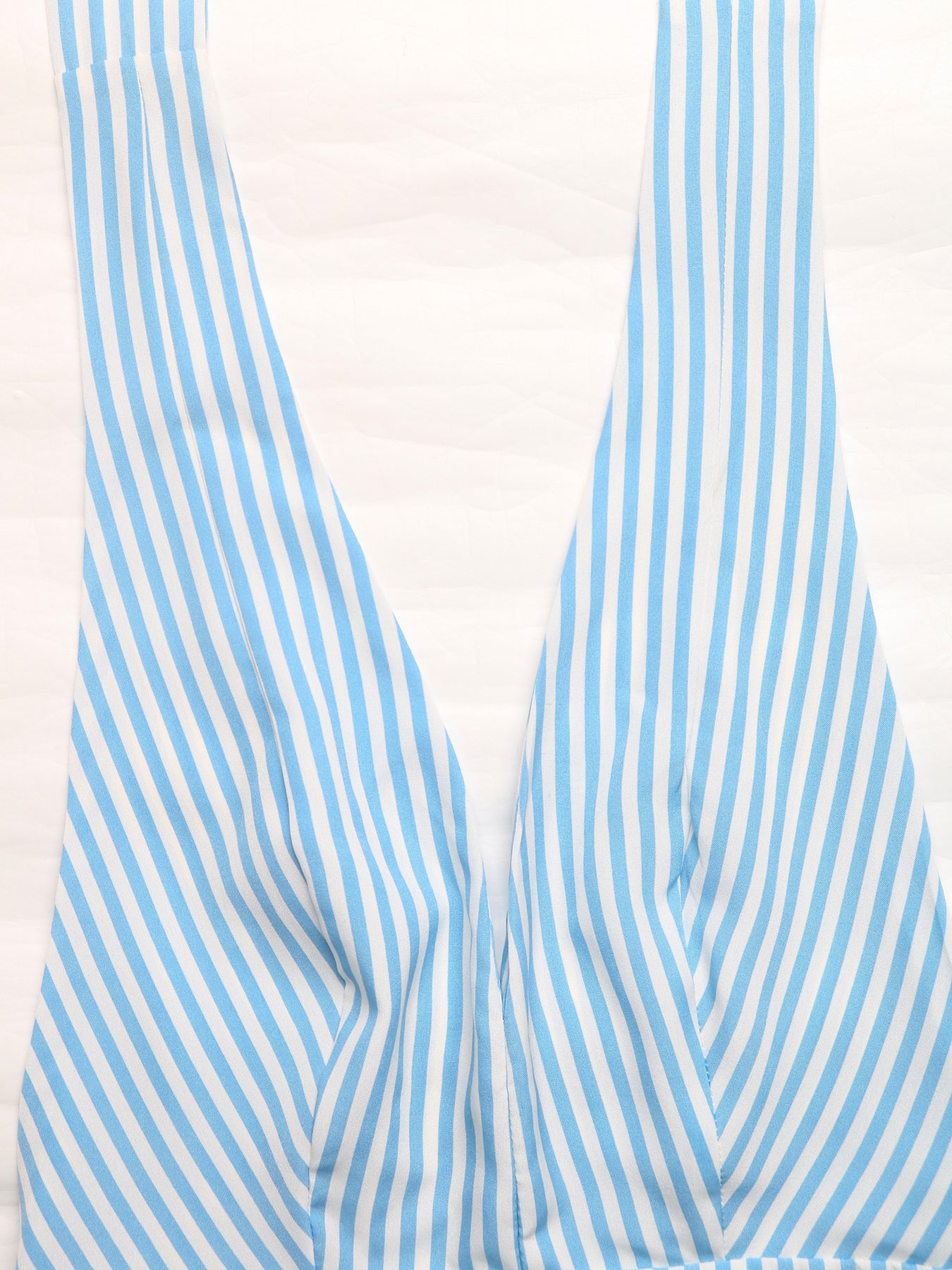 Striped V Neck Casual Romper-Multicolor