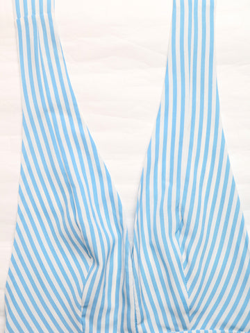 Striped V Neck Casual Romper-Multicolor