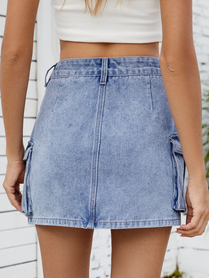 Utility Cargo Denim Mini Skirt