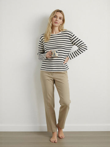 Roud Neck Lon Sleeves Relaxed Fit Casual Top