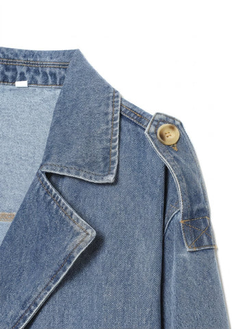 Cropped Double Breasted Denim Jacket