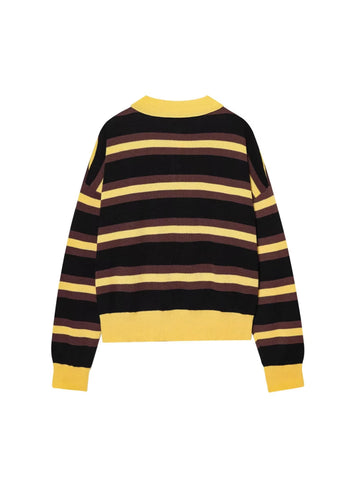Oversized Striped Polo Collar Sweater