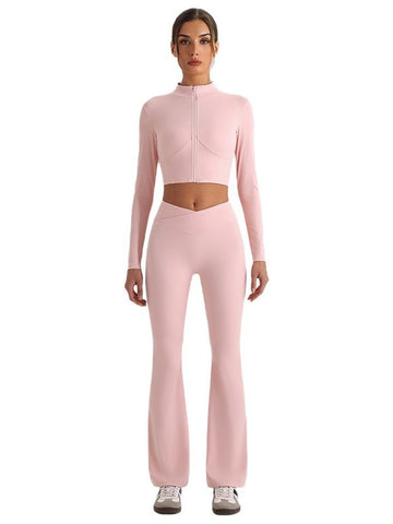 Seamless Zip Up Flare Legging Set