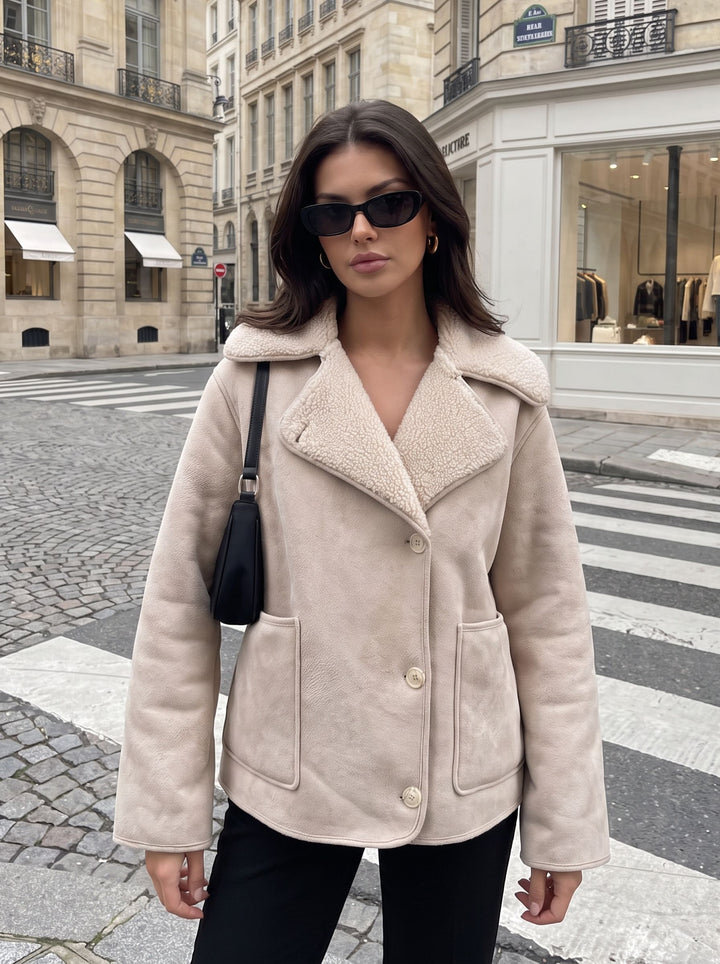 Cozy Faux Suede Sherpa Lined Jacket