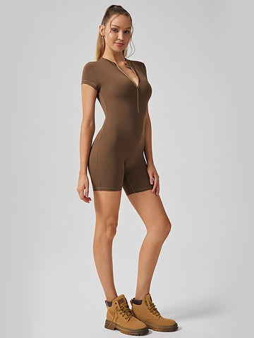 Short Sleeve Front Zip Bodysuit