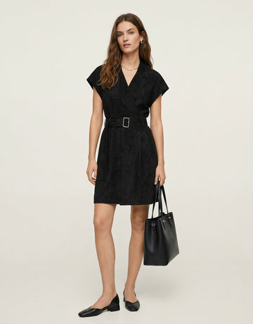 V-neck Black Mini Dress
