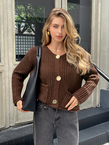 Chunky Button Front Knit Cardigan