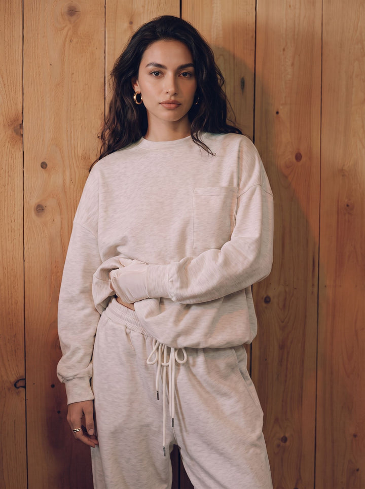 Oversized Pocket Crewneck Sweatshirt