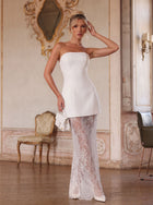 Elegant Strapless Lace Maxi Skirt Set