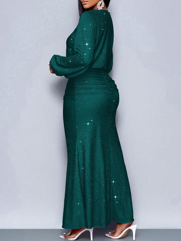 Shimmering Long Sleeve Mermaid Dress