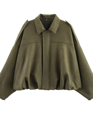 Oversized Suede Bubble Hem Jacket