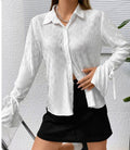 Textured Flared Sleeve Button Down Shirt