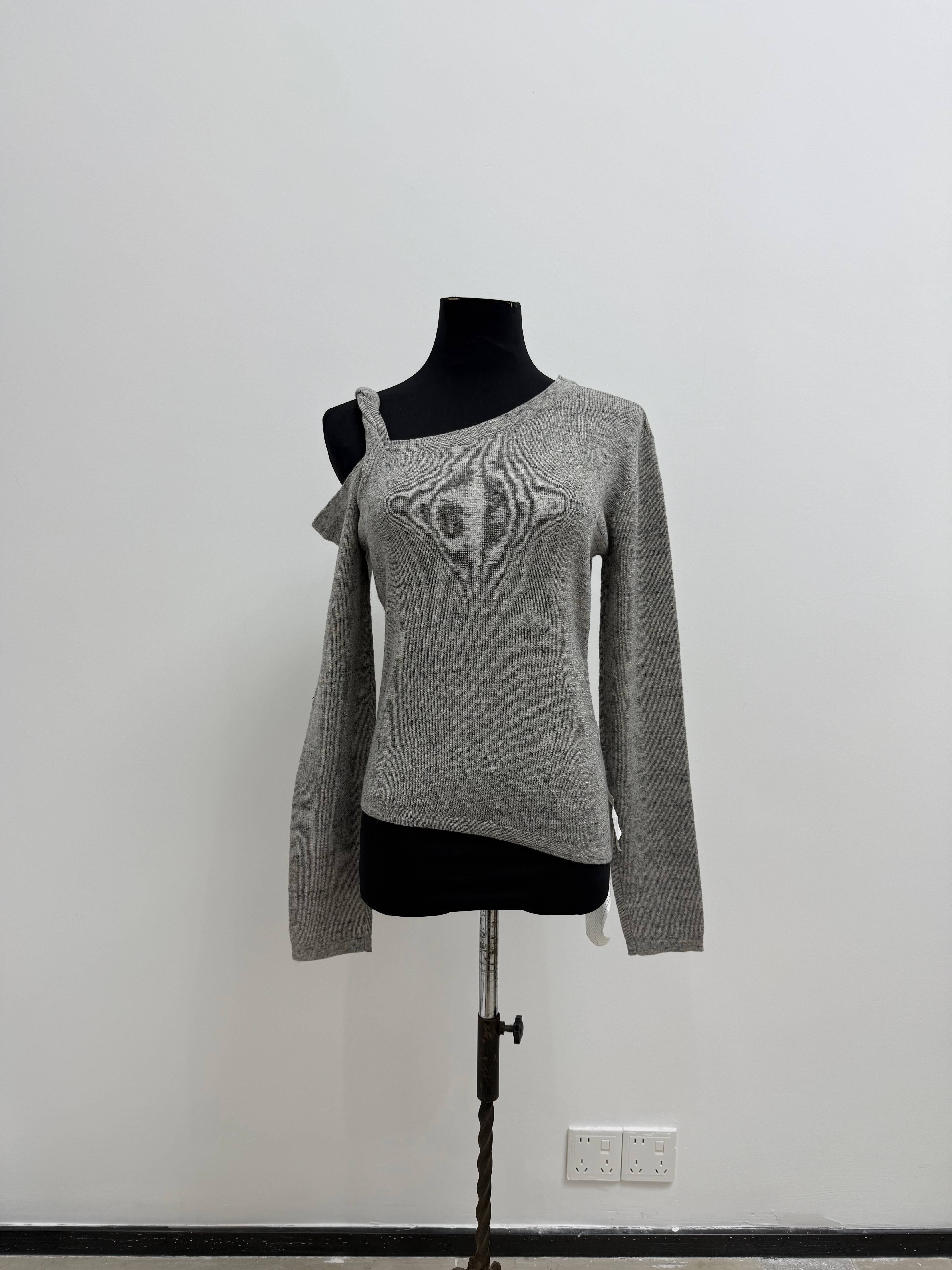 Asymmetrical Cutout Cold Shoulder Knit Sweater