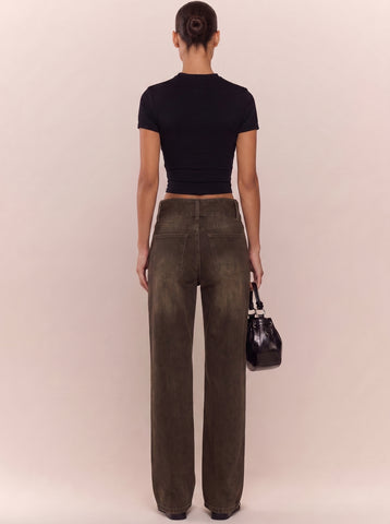 High Waisted Buckle Detail Jeans