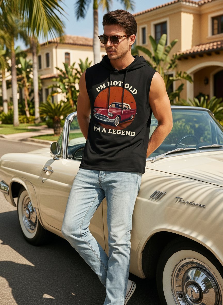 Vintage Graphic Hooded Muscle Tank Top