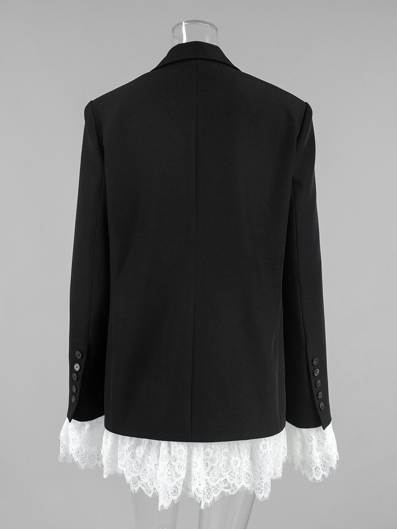 Elegant Lace Trim Fitted Blazer