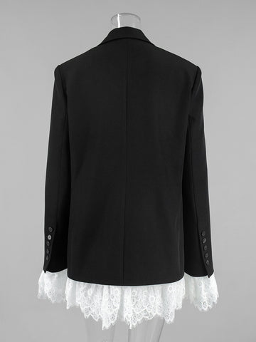 Elegant Lace Trim Fitted Blazer