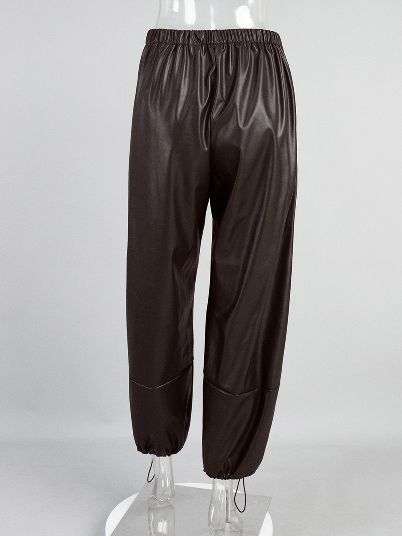 High Waisted Faux Leather Joggers
