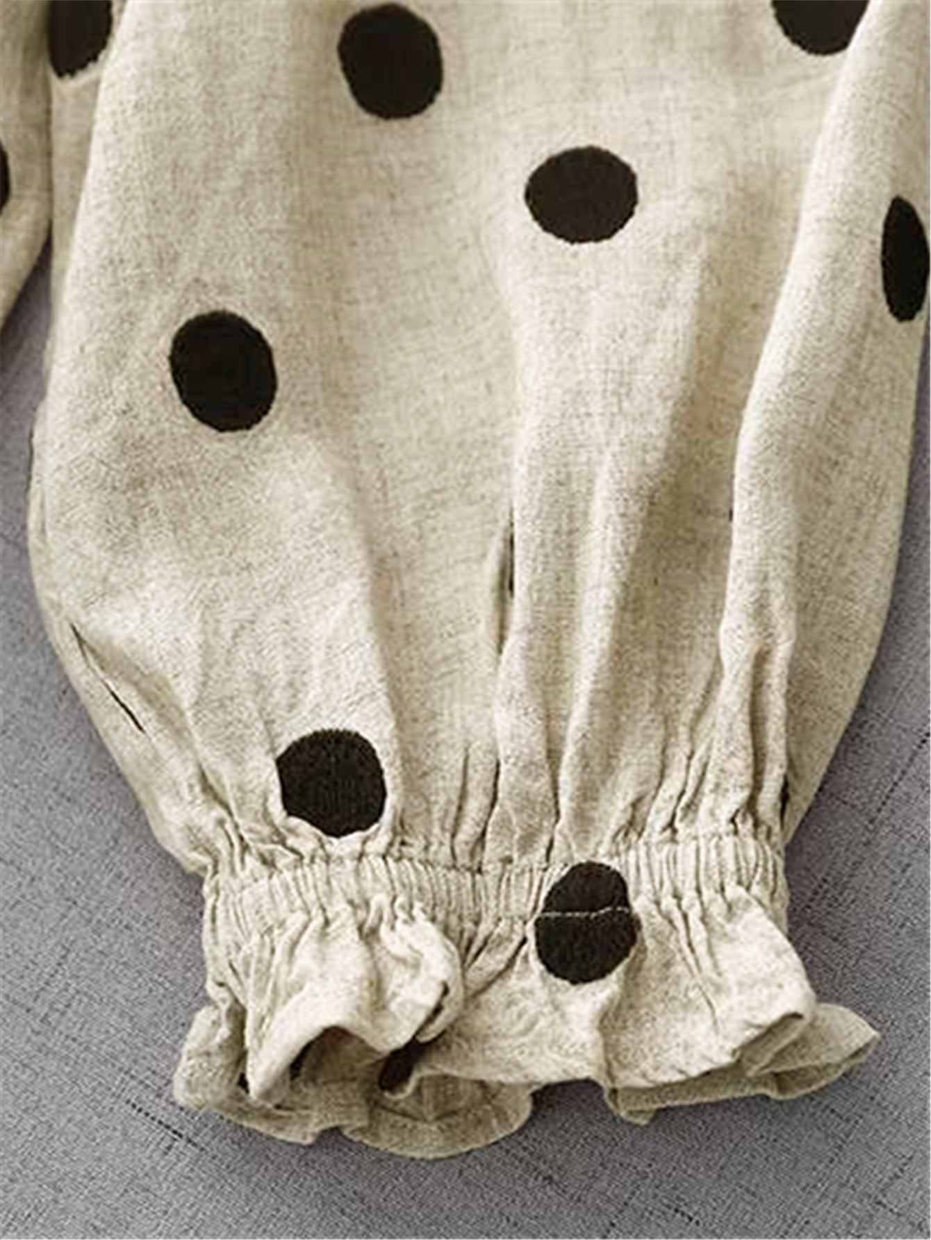 Casual Polka Dot Linen Midi Dress