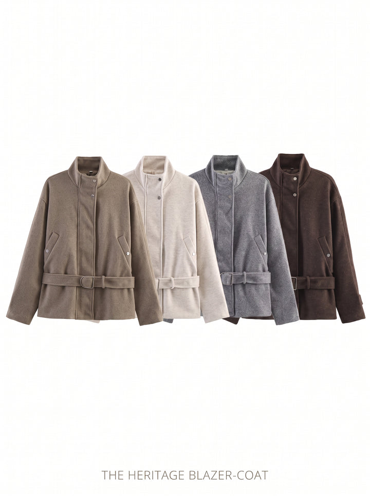 Cozy Belted Stand Collar Wool Jacket