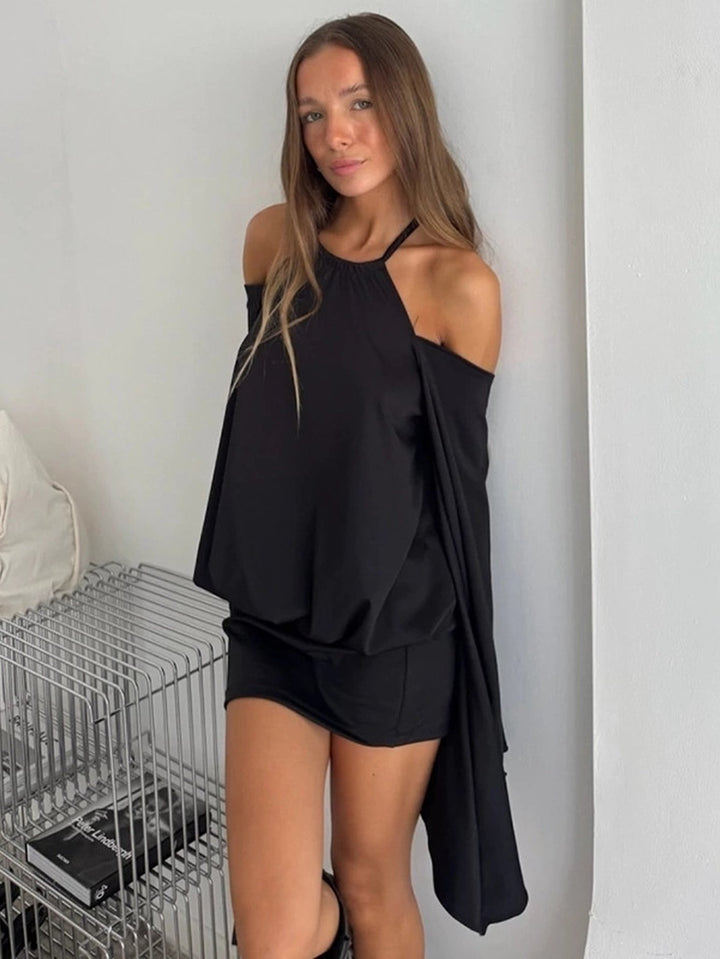 Cold Shoulder Bell Sleeve Mini Dress
