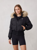Faux Fur Hooded Cropped Puffer