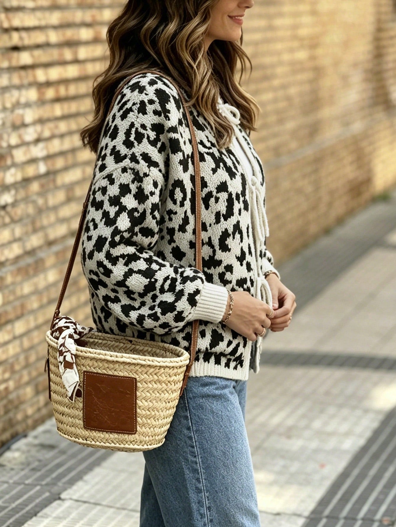 Leopard Print Tie Front Cardigan