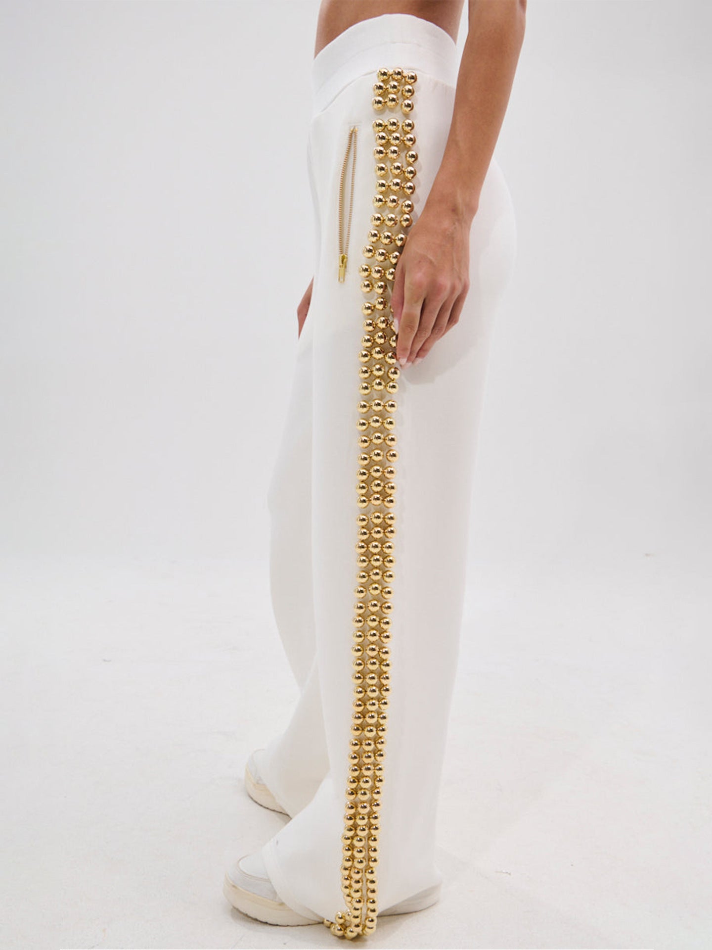 Embellished Studded Zip Up Pant Set