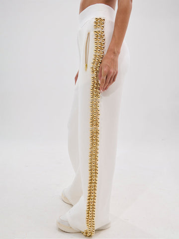 Embellished Studded Zip Up Pant Set