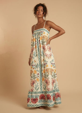 Boho Floral Embroidered Maxi Dress