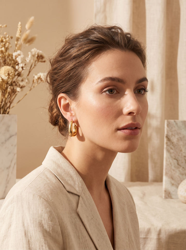 Chunky Gold Plated Hoop Earrings