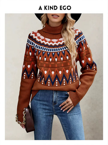 Cozy Fair Isle Turtleneck Pullover Sweater
