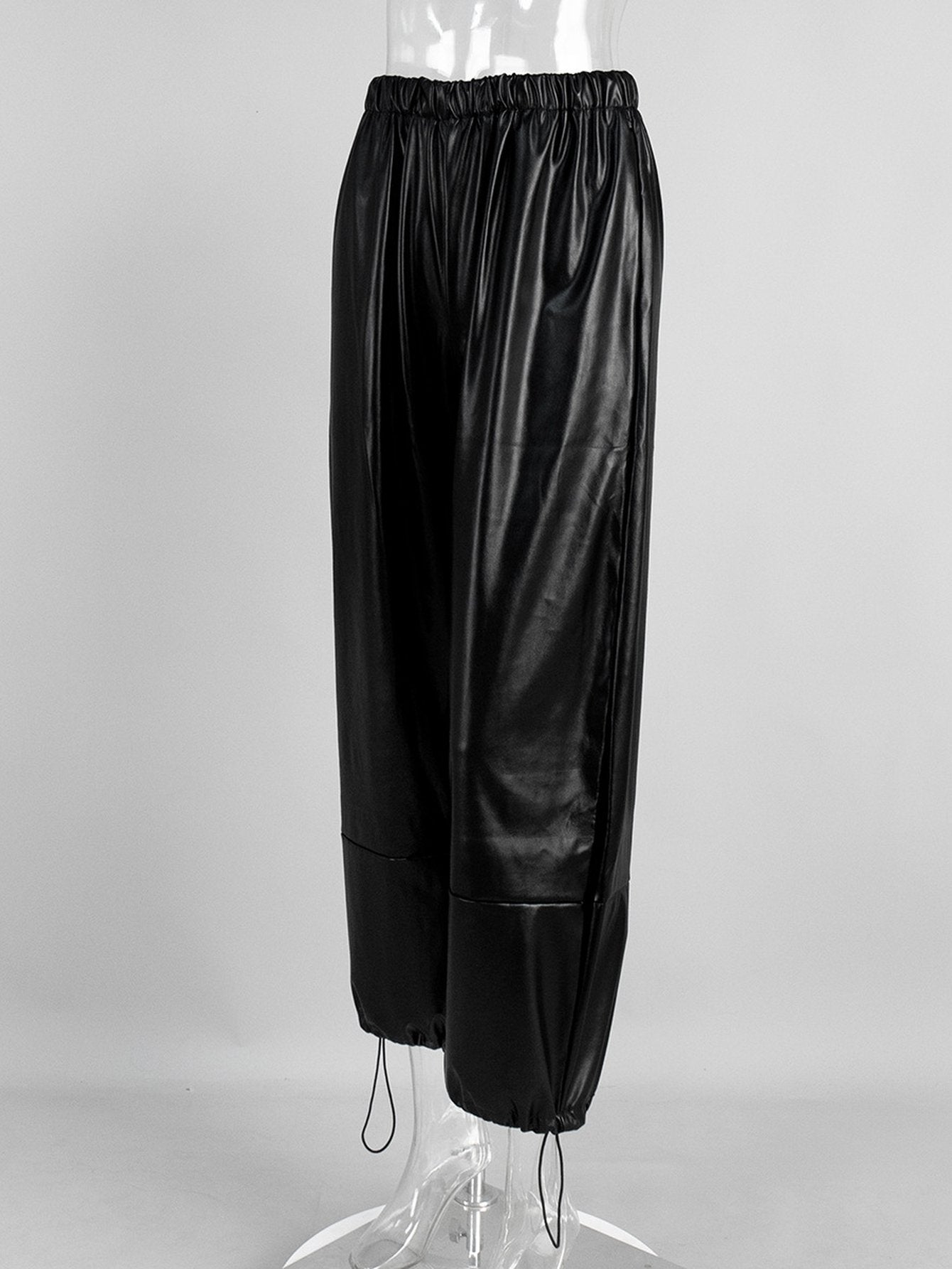 High Waisted Faux Leather Joggers