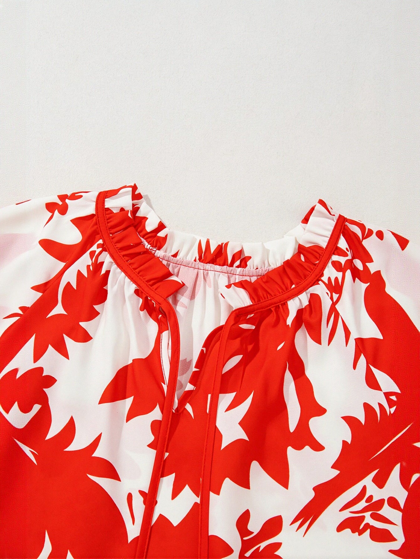 Floral Ruffle Sleeve Chiffon Blouse