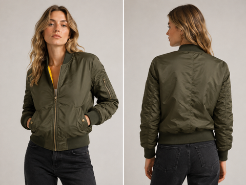 Classic Olive Green Bomber Jacket