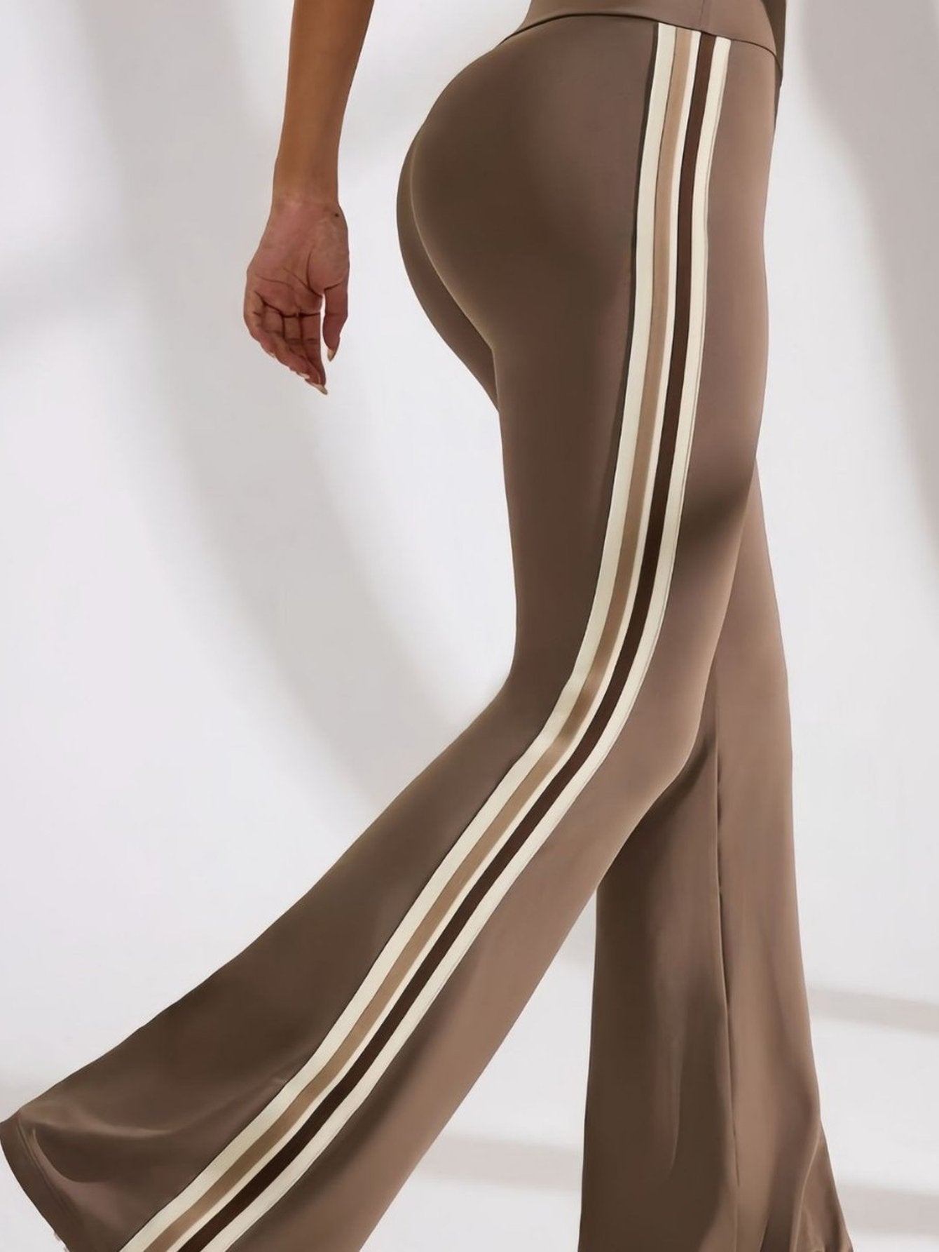 High Waisted Striped Flare Leggings