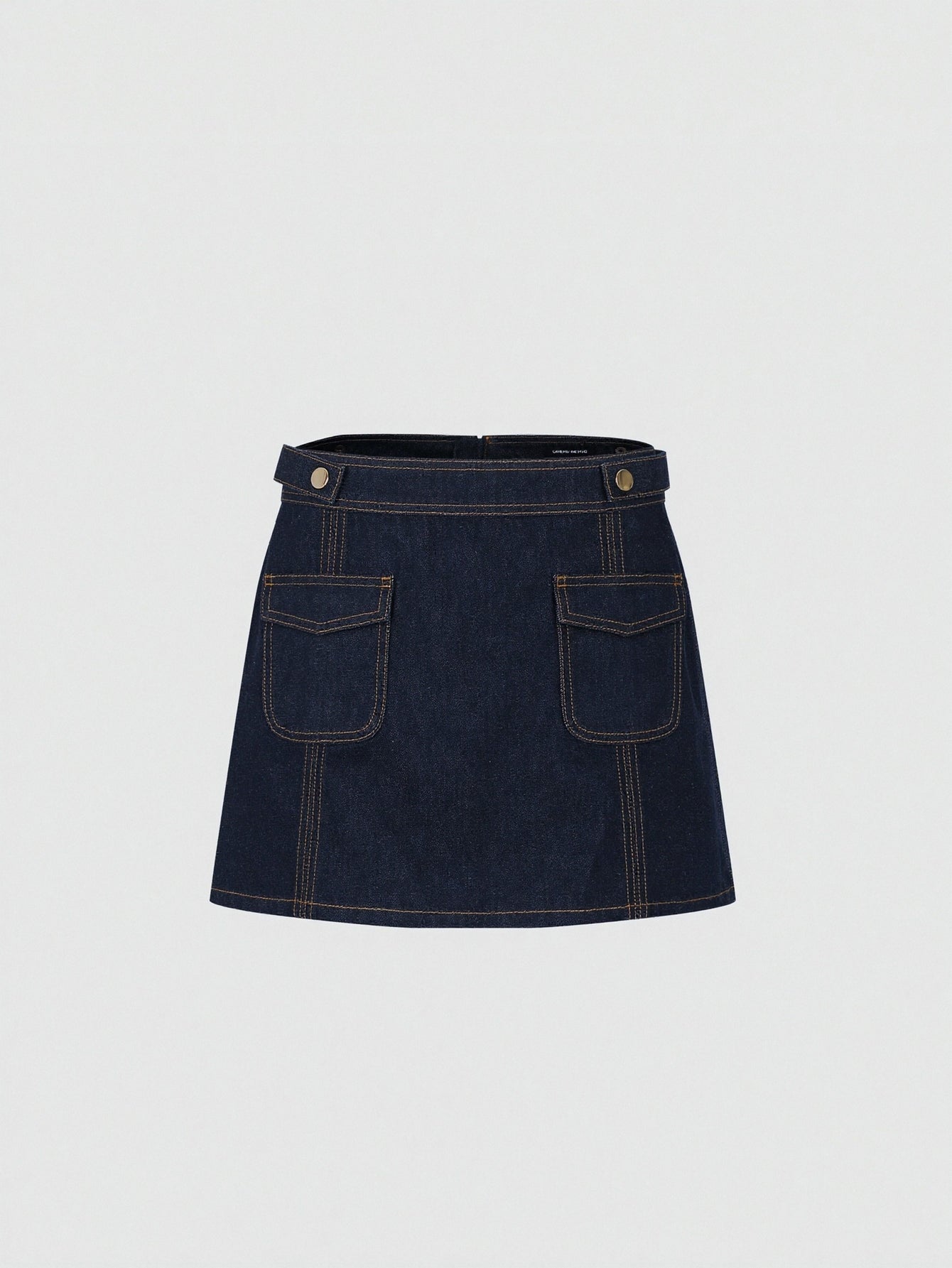 Flap Pocket Stitch Detail Denim Mini Skirts