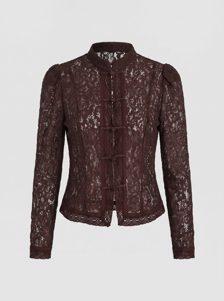 Elegant Floral Lace Button Down Shirt