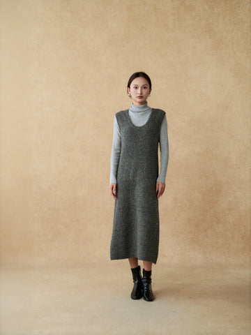 Cozy Layered Sleeveless Knit Sweater Dress