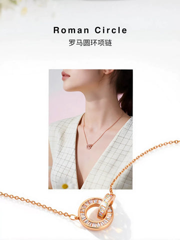 Dainty Interlocking Baguette Diamond Necklace
