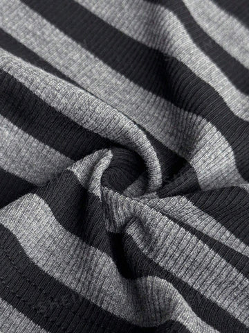 Cropped Striped Zip Up Hoodie
