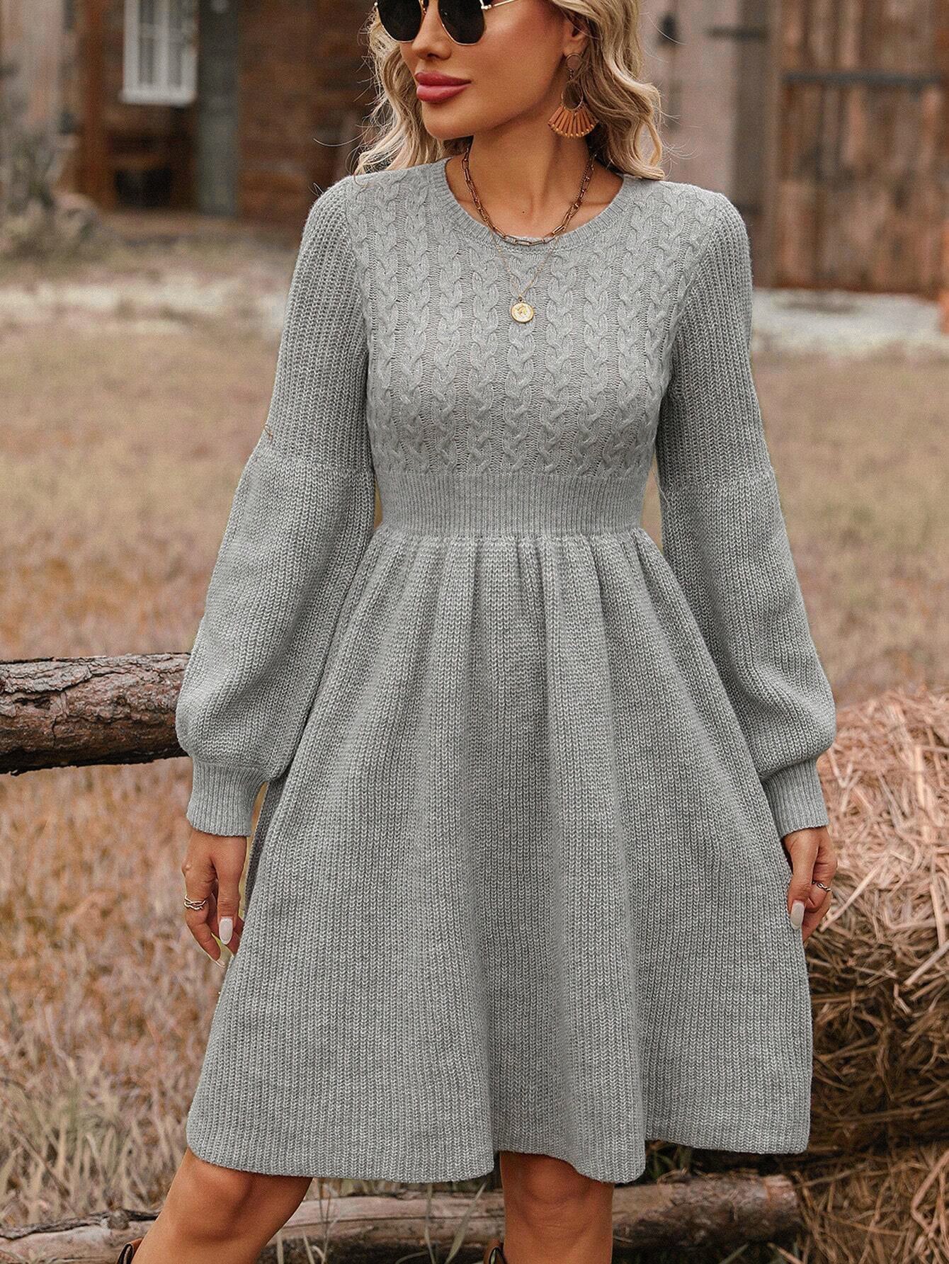 Cozy Cable Knit Sweater Dress
