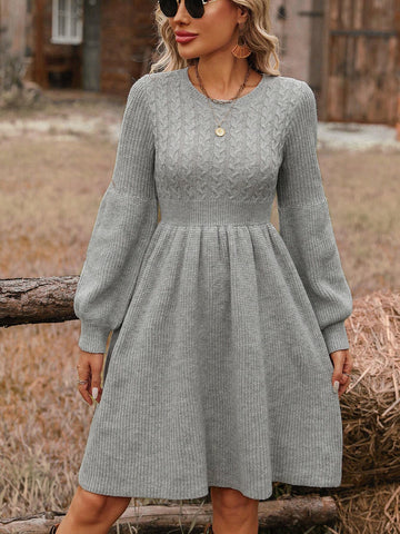 Cozy Cable Knit Sweater Dress