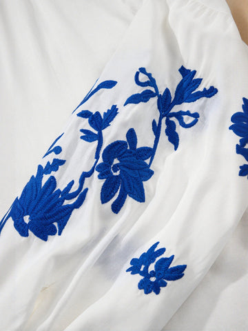Embroidered Loose Fit Blouse